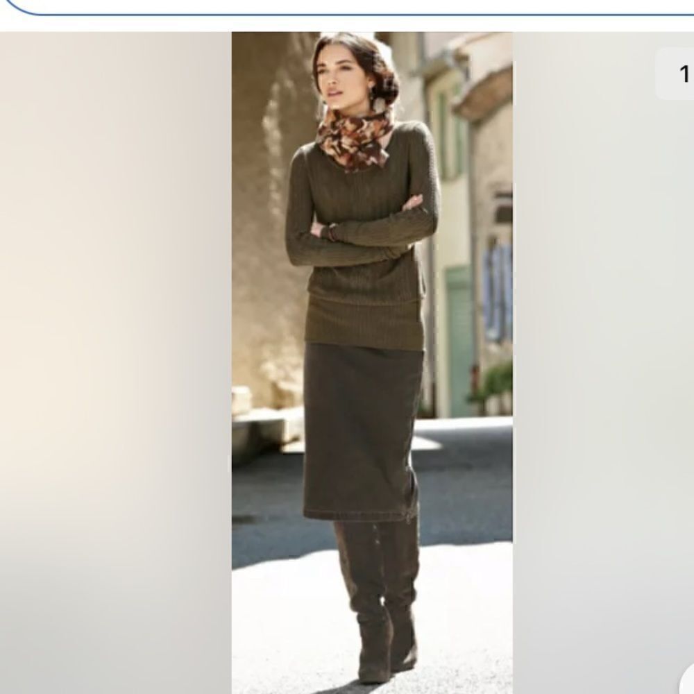 Peruvian Connection Renata Brown Denim Pencil Skirt Side Zipper •Sold Out Online